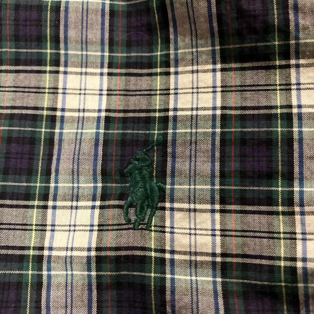 Ralph Lauren Kids XL 18-20 Plaid Button Down Shirt Navy Green White Cotton - Picture 7 of 9